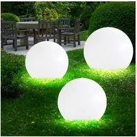 etc-shop LED Gartenleuchte, LED-Leuchtmittel fest verbaut, Warmweiß, 3er Set LED Solar Außen Leuchte Garten Deko Steck Lampen Kugeln