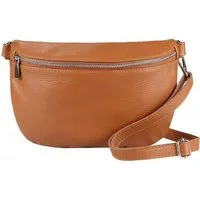 ITALYSHOP24 Bauchtasche Made in Italy Damen Leder Bauch- Gürteltasche CrossOver Body Bag Handy, Schultertasche Umhängetasche Hüfttasche, leicht & Elegant, Echtleder