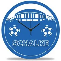 GRAVURZEILE Wanduhr aus Holz - Vereinsliebe Schalke - UV Druck -