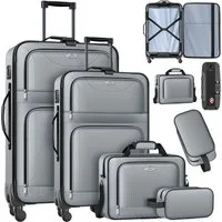 KESSER Kofferset, 4 Rollen, (Kosmetiktasche Handgepäck leichter Koffer & große Koffer), mit 3-Ziffern-TSA-Schloss, 360° Rollen & Teleskopgriff