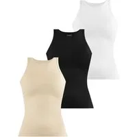 Janice Tanktop 3 x Damen Top hochgeschlossen Nauta Trägertop aus Baumwolle
