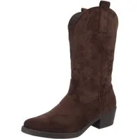 Ital-Design Eleganter hoher Stiefel mit Blockabsatz für Damen Westernstiefel (90927509) Blockabsatz Stiefel in Dunkelbraun