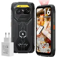 blackview ROCK 1 Pro 2D-Scan, Android 16, 15000mAh incl. 45W Ladegerät Outdoor Smartphone (16,66 cm, 16 MP+20 MP Kamera, Android 16, 6,56"+2.01", 256GB, 16MP+20MP Nachtsicht, 33W)