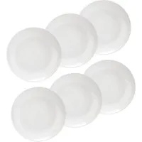 Annastore Geschirr-Set 6er Set Opalglas Teller - Speiseteller Suppenteller Dessertteller, 6 Personen, Schalen, Müslischalen, Bruchfest, Stoßfest, Weißes Geschirr