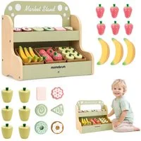 Mamabrum Spielküche Mamabrum Holz Kaufladen Kinder Marktstand mit Zubehör 24 tlg Wood, MDF, paper, 24-Piece Accessory Set