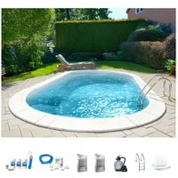 my POOL BWT Ovalpool PREMIUM mit sandfarbener Innenfolie (Komplett-Set, 7-tlg), Höhe: 150 cm, in verschiedenen Größen