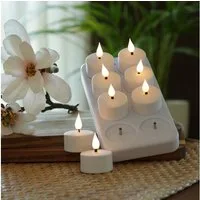 Adilina LED-Kerze LED Teelichter mit Ladestation wiederaufladbar D:4cm flackernd 8er Set (8-tlg)