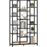 HZUANERI Bücherregal Standregal mit 6 Ebenen und 15 Verstellbare offene Ablagen, für Wohnzimmer, Büro, Schlafzimmer, 30 x 100 x 170cm