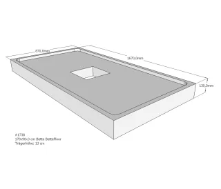 Neuesbad Duschwannenträger für Bette Floor 170 x 90 cm, Höhe: 14 cm SD22844