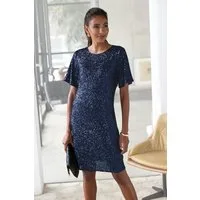 LASCANA Paillettenkleid mit kurzen Ärmeln Partykleid, Festkleid, festlich, Glitzerkleid, Cocktailkleid