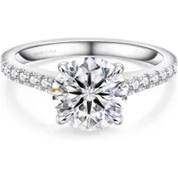 ROUGEMONT Silberring Moissanit Damen Ring 925 Sterling Silber 2,0ct Verlobungsring, Strahlender Moissanit im Brillantschliff – außergewöhnliches Feuer