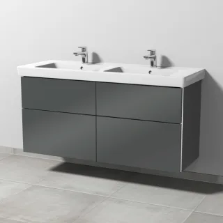 Sanipa 3way Waschtischunterbau zu Villeroy & Boch Subway 2.0 Waschtisch mit 4 Auszügen, Anthrazit-Gl BS61779