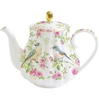 EasyLife Teekanne Spring Folk, 800 l, in Geschenkbox, Weiß, Rosenranken, H: 16cm