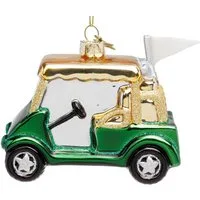 SIKORA Weihnachtsbaumkugel Golf Car besondere Weihnachtskugel Glas Anhänger – BS067, Christbaumschmuck Deko - traditionell, witzig & außergewöhnlich