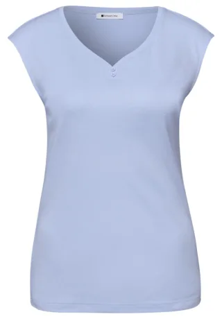 Street One - Shirt mit Knopfdetail blau - Gr. - 36