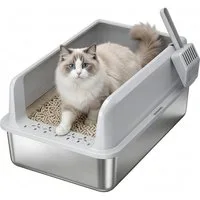 Lifewit Katzenhaus Katzenklo Edelstahl Große Katzentoilette hoher Rand mit Schaufel