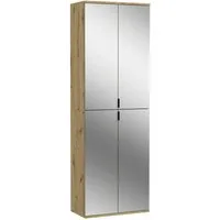 Home affaire Schuhschrank TRONDHEIM, Höhe 193 cm, 4 Spiegeltüren, 9 Fächer, 7 Einlegeböden (inkl. ausziehbarer Kleiderstange, in verschiedenen Farben erhältlich) Schrank, Hochschramk, Mehrzweckschrank, Universalschrank, Flur, Diele