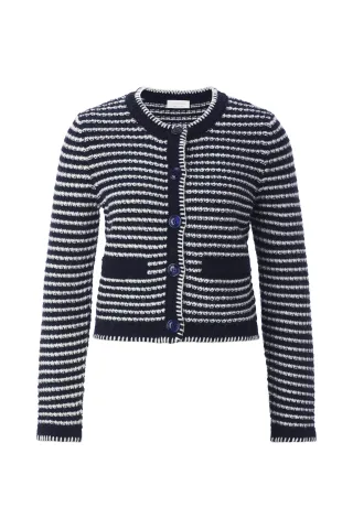 Rich & Royal - Striped Cardigan midnight blue - Gr. - XL