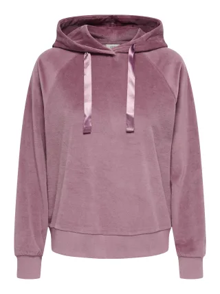 JDY - JDYVIDA L/S VELVET HOODIE TOP JRS DIA rose brown - Gr. - XS