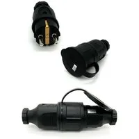 ARLI 2x Schutzkontaktstecker + 2x Schutzkontaktkupplung Schuko Stromadapter Stecker zu Kabel, IP44 Schutzkontakt Stecker Kupplung Buchse Stromkabel Verlängerung