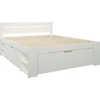 OTTO home Massivholzbett "HANNES " mit Schubladen und Regalen, Nachtschrank ausziehbar, stabil, FSC®-zertifiziertes Kiefernholz, ideal für kleine Räume