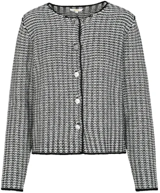 zab company - Da. Strickjacke, Struktur schwarz/offwhite - Gr. - XXL