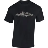 Baddery Print-Shirt Wander T-Shirt: "Alpengipfel" - Kletter T-Shirt für Wanderfreunde, hochwertiger Siebdruck, auch Übergrößen, aus Baumwolle
