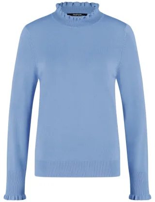 TAIFUN - Pullover mit Stehkragen blau - Gr. - 40