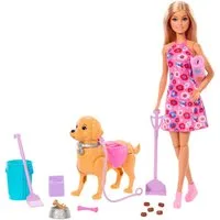 Barbie Anziehpuppe Barbie Hundespaziergang Spielset, mit Puppe