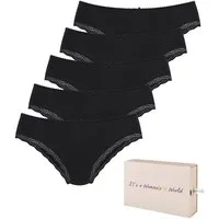 LASCANA Jazz-Pants Slips (5er-Pack) aus elastischer Baumwolle mit zarter Spitze, mit Aufbewahrungsbox