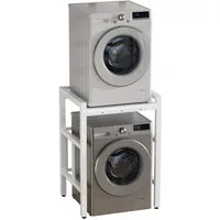 Rutaqian Waschmaschinenunterschrank für Waschmaschine & Wäschetrockner,bis 250kg, 73x63x105cm Weiß Höhenverstellbar Wäschetrocknerständer Regal über Waschmaschine