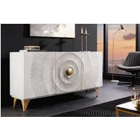 riess-ambiente Sideboard GOLDEN SUNSET 140cm weiß/gold - Massivholz, 3D-Front, Soft-Close (Einzelartikel, 1 St), handgefertigt mit viel Stauraum – ideal für Wohnzimmer & Esszimmer