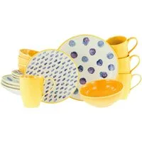 CreaTable Kombiservice Maisie Bunt, Kombi-Service 16-tlg (16-tlg), 4 Personen, Steinzeug, Dots, Polka Dots, Konfetti, Punkte