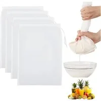 FOUORTUNATE-BEE Filter-Set 4er Set Filterbeutel Nylon fein 30x20cm mit Kordel für Küche, Filterbeutel 4 Stück 30x20cm feinmaschig mit Kordel waschbar