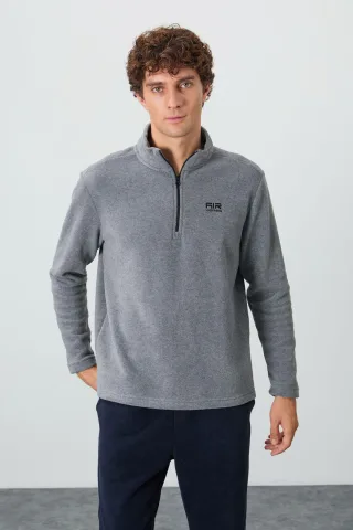 Herren Plüsch Halbzip Sweatshirt