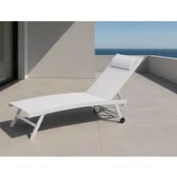 Gardissimo Rollliege Elli weiß Gartenliege Sonnenliege Alu Aluminium mit Rollen, Liege, 1 St., Liege inkl. Rollen und Kopfkissen, Rückenlehne verstellbar mit Rollen und Kopfkissen