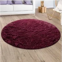 Paco Home Hochflor-Teppich Silky 591, rund, Höhe: 37 mm, Uni Farben, besonders weich und kuschelig