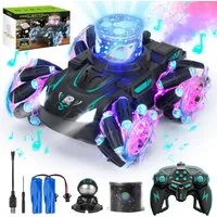 Thedttoy RC-Auto RC-Stunt-Auto 2,4 GHz mit LED Licht Musik Spray und Projektion (Ferngesteuertes Drift- und Stuntfahrzeug für Kinder ab 3 Jahren, Ferngesteuertes Drift- und Stuntfahrzeug für Kinder ab 3 Jahren), Ferngesteuertes 2,4 GHz RC-Stuntauto m