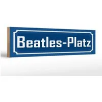 Femer GmbH Holzbild Hinweis 46x10 cm Beatles Platz blaues, (1 St), Glatte Holzfaserplatte (MDF), vorn beschichtet
