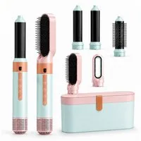 Tekoo Multihaarstyler Haarstyler 5-in-1 Set: Warmluftbürste, Föhn & Lockenstab, für Locken, 5-in-1 Multifunktionsstyler, 110.000 U/min, Anti-Frizz durch Ionen