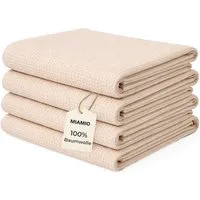 MiaMio Geschirrtuch Geschirrtücher Baumwolle 4er Set 65x47 cm Waffelstruktur Natur, (Set, 4-tlg), Waffelstruktur, 65 x 47 cm