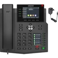 GEQUDIO GX5+ Kabelgebundenes Telefon (IP Tischtelefon mit Netzteil / 2x Farb-Display / HD Audio / Bluetooth)