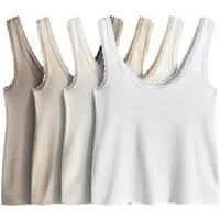 The Set Trägertop The Set Tops mit Spitzendetails, 4er-Pack (4-tlg)