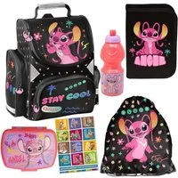 GOLDKIDS Schulranzen für Jungen und Mädchen - Schul-Rucksack für Kinder (Federmäppchen - Schuhbeutel, 6-tlg., Sporttasche, Tagebuch und Hausaufgabenheft), - Lilo und Stitch Motiv - 1-3 Klasse