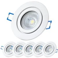Sweet LED LED Einbaustrahler 230V 6er Pack IP44 7W dimmbar Deckenspots Bad & Küche warmweiß weiß, Dimmfunktion, Deckenspots, Deckenstrahler,Einbauleuchten