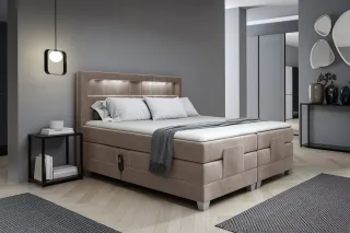 Boxspringbett Elektrisch Bett DAVIDE 120x200cm in Stoff Fresh Macchiato