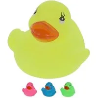 CEPEWA Badespielzeug Badeente 'Glow in the Dark' 5x6x6cm PVC gelb grün blau pink Leuchtente