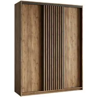 Masseno Schwebetürenschrank VONTE 150 cm Kleiderschrank 3 Türen und 4 Schubladen Schwarz