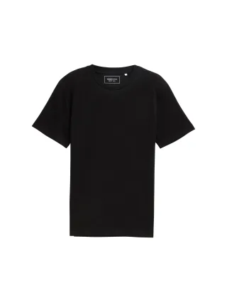 Denim Tom Tailor - Basic T-Shirt in Waffelstruktur black - Gr. - L