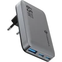 Forcell FORCELL GaN Ladegerät 65W 2x USB-C + USB-A Grau Smartphone-Ladegerät (Ladegerät mit 65W Schnellladeleistung)